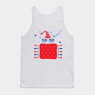 Closed eyes, blanket, nightcap and stars. Tank Top